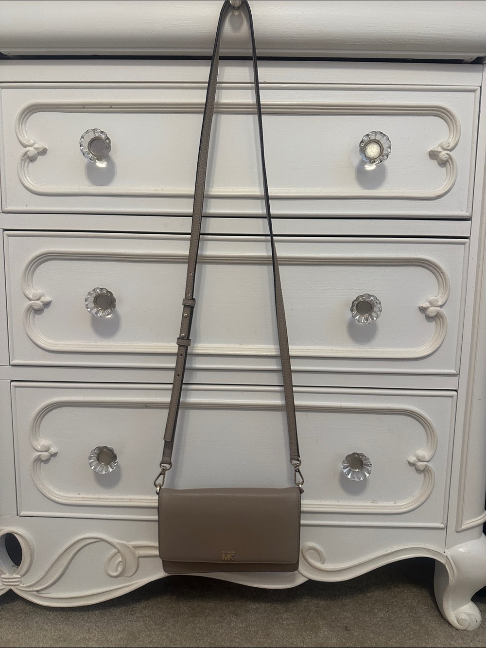 Michael Kors Taupe Leather Crossbody Bag